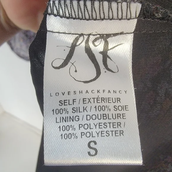 Loveshackfancy Floral Black Mini Silk Dress Size Small - Picture 6 of 7